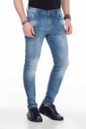 CD456 Men's slim-fit jeans with a washed look