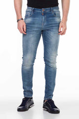 CD456 Men's slim-fit jeans with a washed look
