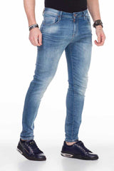 CD456 Men's slim-fit jeans with a washed look