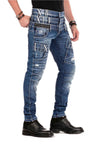 CD466 Men's skinny jeans with triple waistband in straight fit