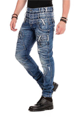 CD466 Men's skinny jeans with triple waistband in straight fit