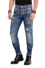 CD466 Men's skinny jeans with triple waistband in straight fit