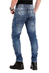 CD466 Men's skinny jeans with triple waistband in straight fit