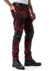 CD481 Men's Slim Fit Jeans with rivets and decorative zippers