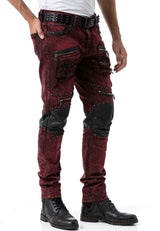 CD481 Men's Slim Fit Jeans with rivets and decorative zippers
