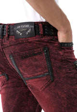 CD481 Men's Slim Fit Jeans with rivets and decorative zippers