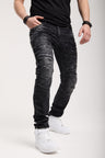 CD491 Men's slim-fit jeans with decorative zipper
