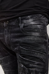 CD491 Men's slim-fit jeans with decorative zipper