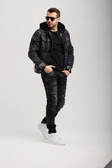 CD491 Men's slim-fit jeans with decorative zipper