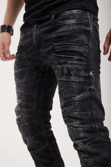 CD491 Men's slim-fit jeans with decorative zipper