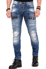 CD491 Men's slim-fit jeans with decorative zipper