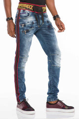 CD504 Men's comfortable jeans with drawstring waistband in slim fit