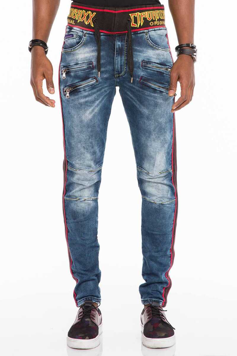 CD504 Men's comfortable jeans with drawstring waistband in slim fit