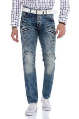 CD510 Men's comfortable jeans with distinctive decorative seams