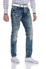 CD510 Men's comfortable jeans with distinctive decorative seams