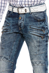 CD510 Men's comfortable jeans with distinctive decorative seams