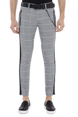CD518 Men's fabric trousers with check pattern