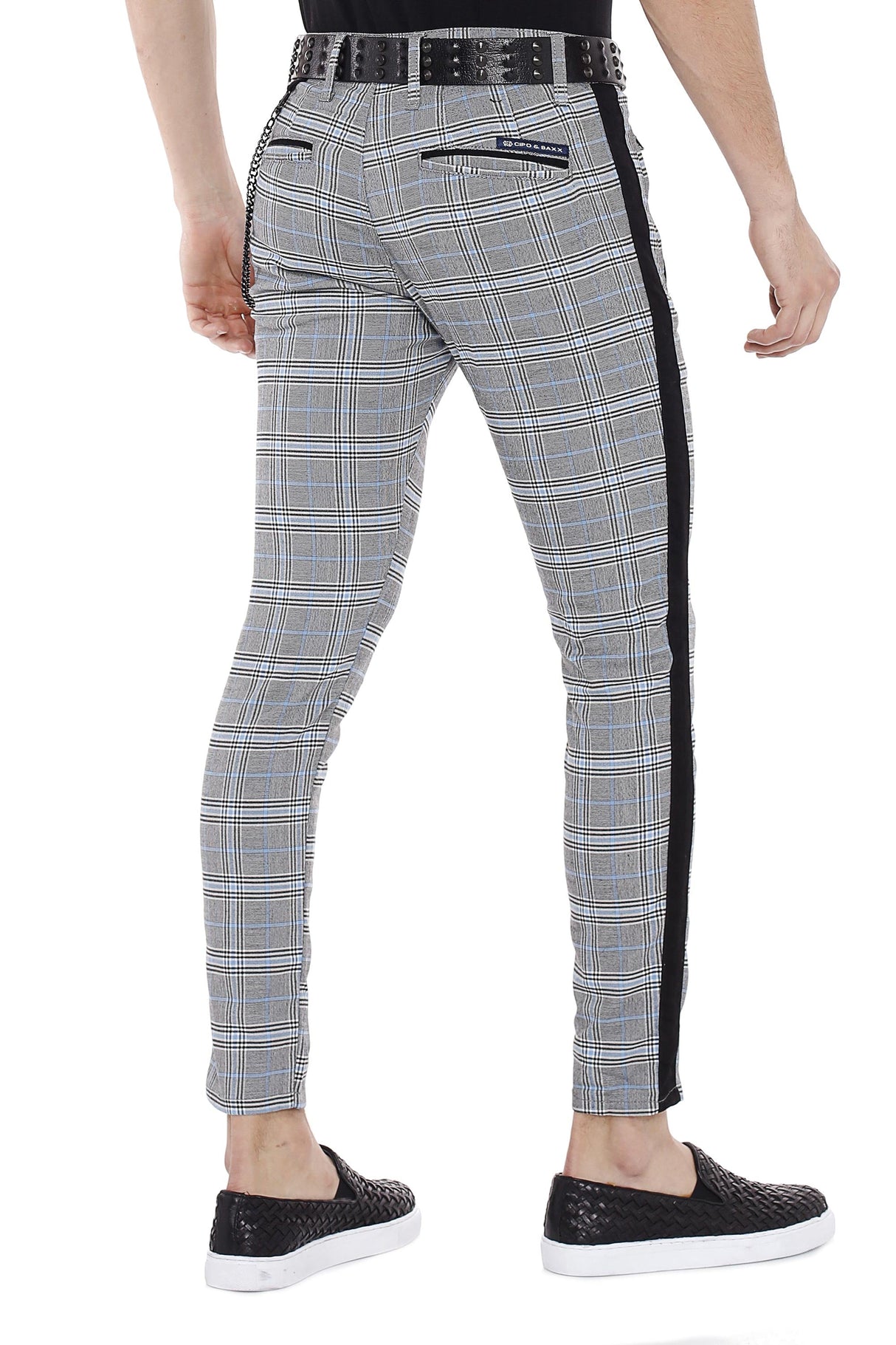 CD518 Men's fabric trousers with check pattern