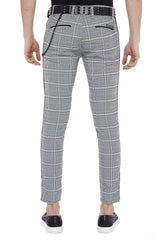 CD518 Men's fabric trousers with check pattern
