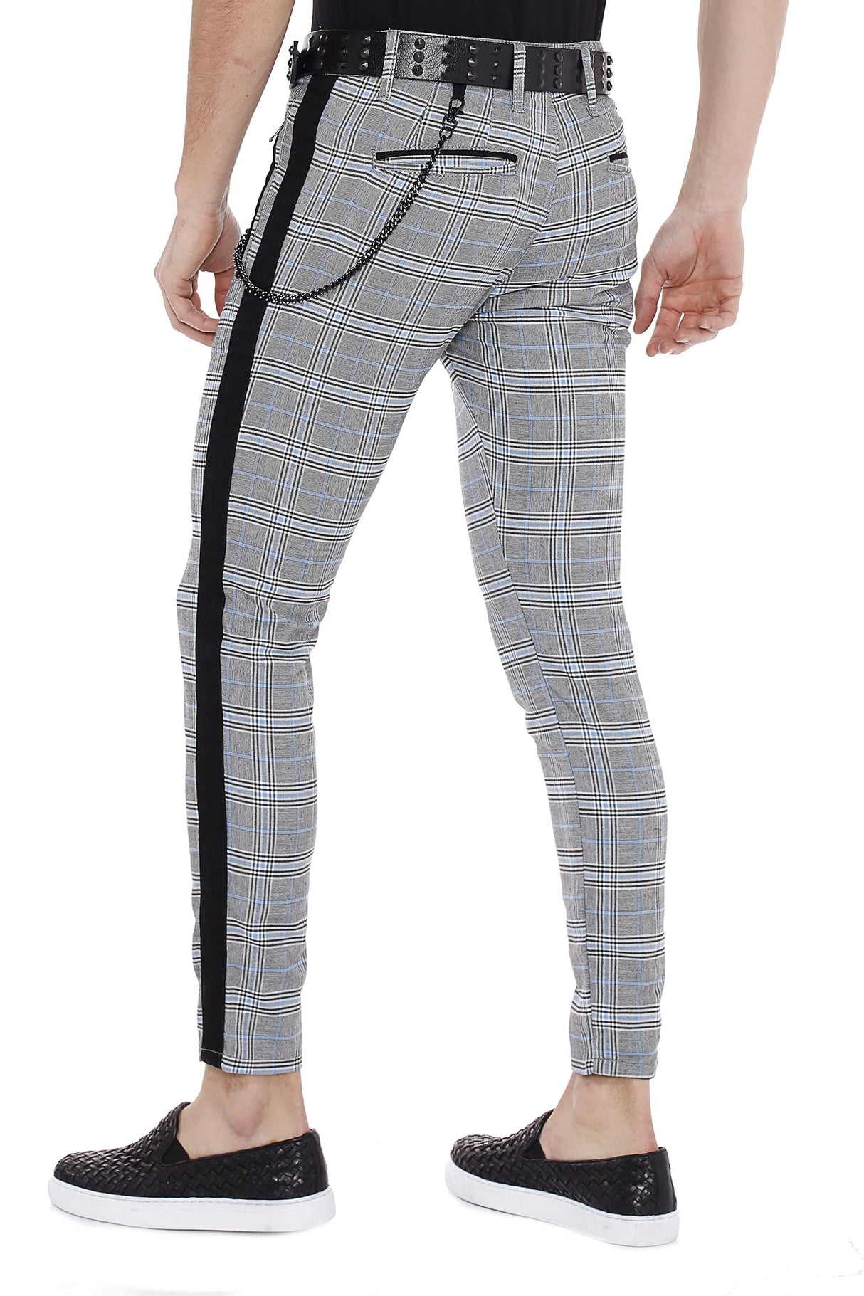 CD518 Men's fabric trousers with check pattern