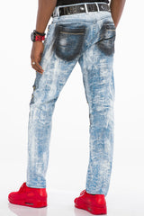 CD526 Men's slim-fit jeans in a casual used look