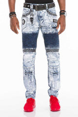 CD529 Men's skinny jeans with extravagant wash in straight fit
