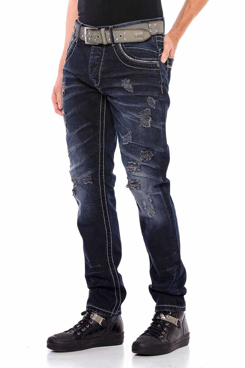 CD539 Men's comfortable jeans with casual distressed details