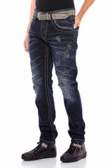 CD539 Men's comfortable jeans with casual distressed details