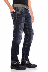 CD539 Men's comfortable jeans with casual distressed details
