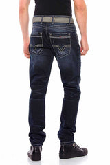 CD539 Men's comfortable jeans with casual distressed details