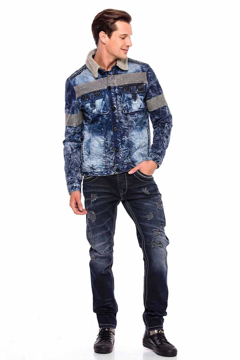 CD539 Men's comfortable jeans with casual distressed details