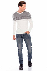 CD543 Men's slim-fit jeans with grid pattern in straight fit