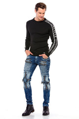 CD551 Men's comfortable jeans with fashionable details in straight fit
