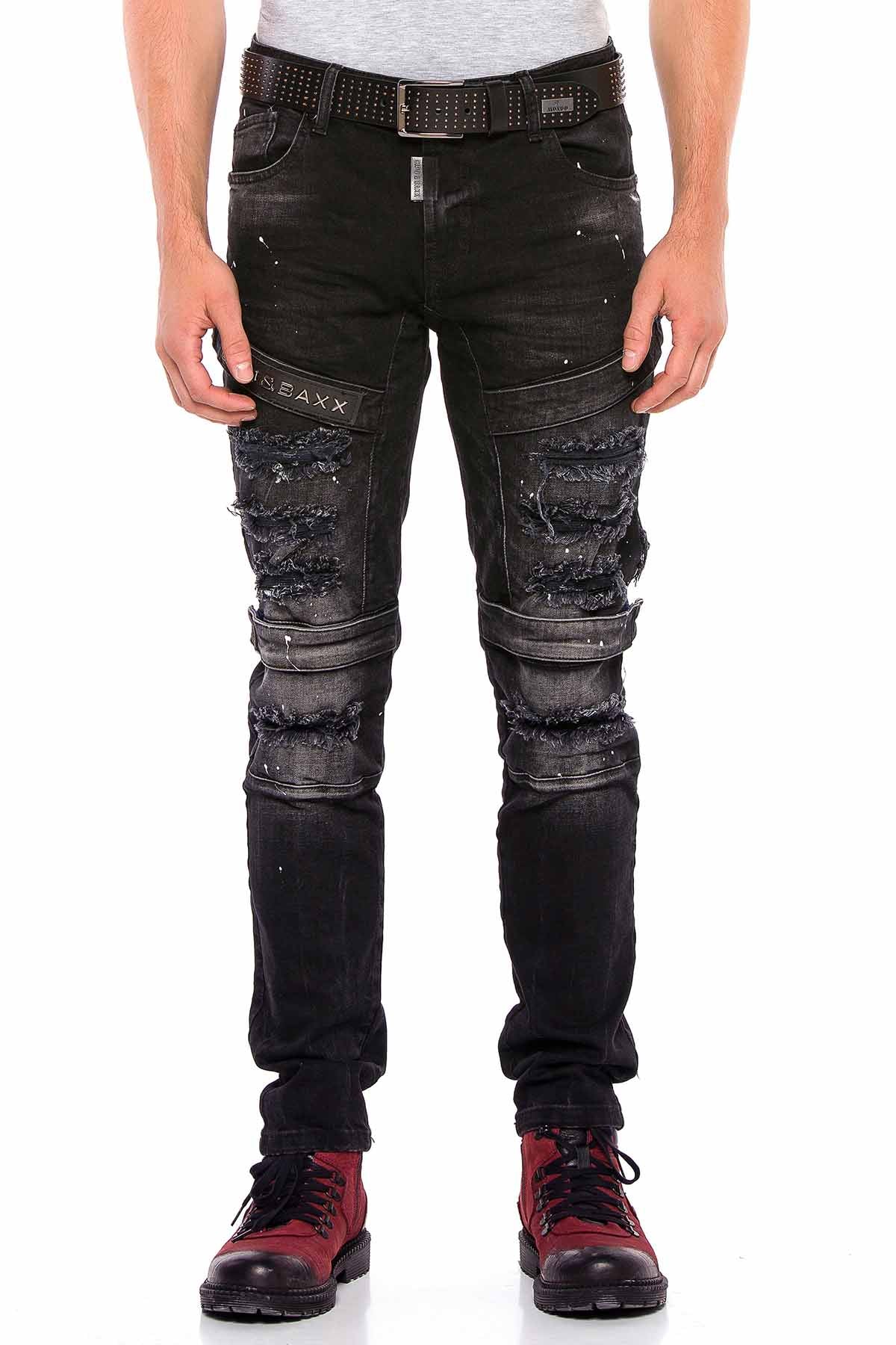 CD555 Men's slim-fit jeans in a fashionable destroyed look