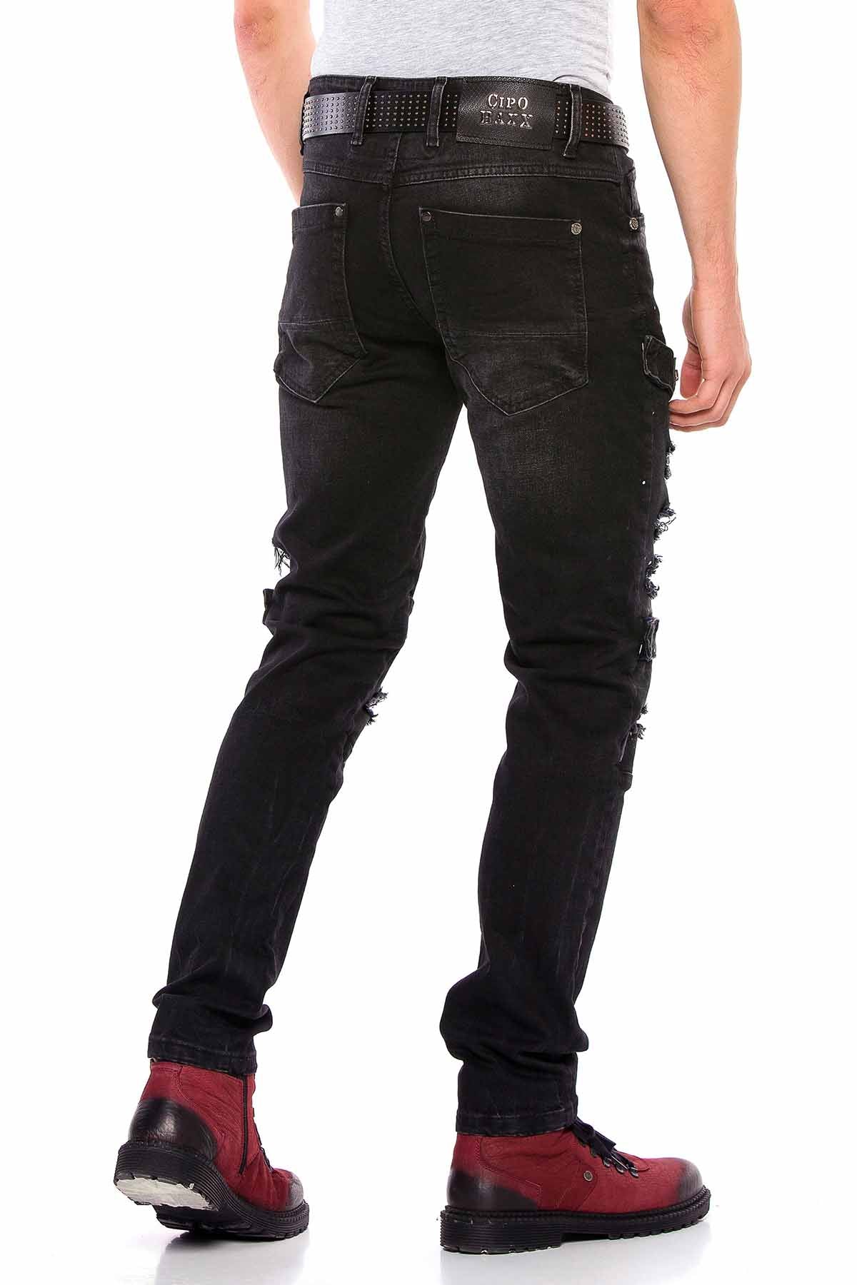 CD555 Men's slim-fit jeans in a fashionable destroyed look
