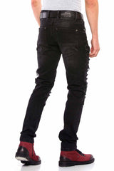 CD555 Men's slim-fit jeans in a fashionable destroyed look