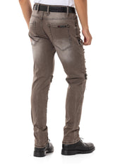 CD555 Men's slim-fit jeans in a fashionable destroyed look