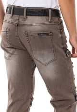 CD555 Men's slim-fit jeans in a fashionable destroyed look