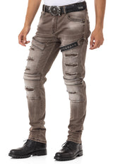 CD555 Men's slim-fit jeans in a fashionable destroyed look