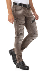 CD555 Men's slim-fit jeans in a fashionable destroyed look