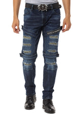 CD555 Men's slim-fit jeans in a fashionable destroyed look