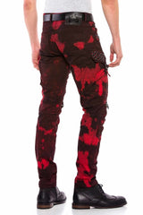 CD558 Men's comfortable jeans in biker design