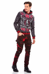 CD558 Men's comfortable jeans in biker design