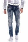CD563 Men's comfortable jeans with trendy decorative stitching