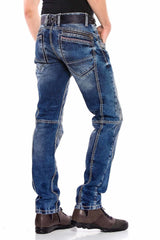 CD563 Men's comfortable jeans with trendy decorative stitching