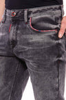 CD569 Men's Jeans Slim Fit Stonewashed Casual Look with thick seams