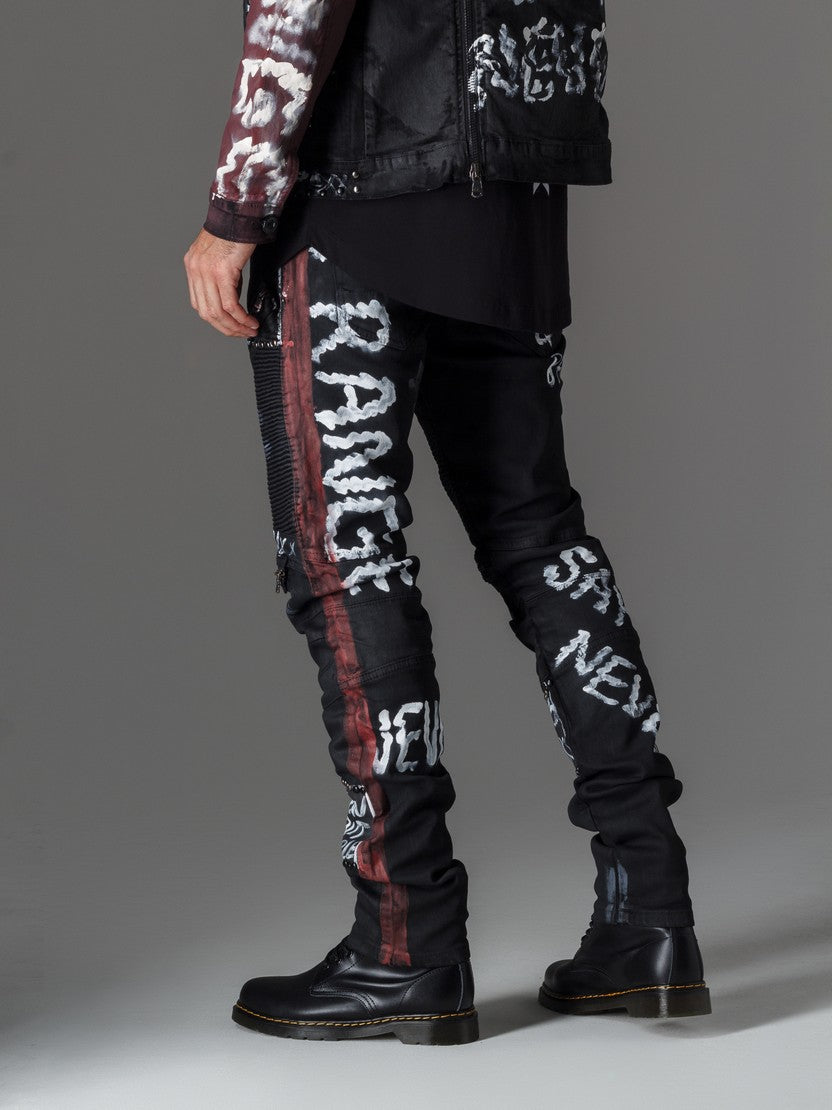 CD571 Men's Straight Fit Jeans with cool lettering