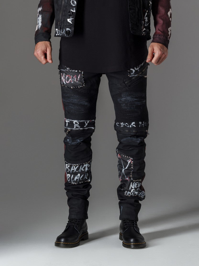 CD571 Men's Straight Fit Jeans with cool lettering
