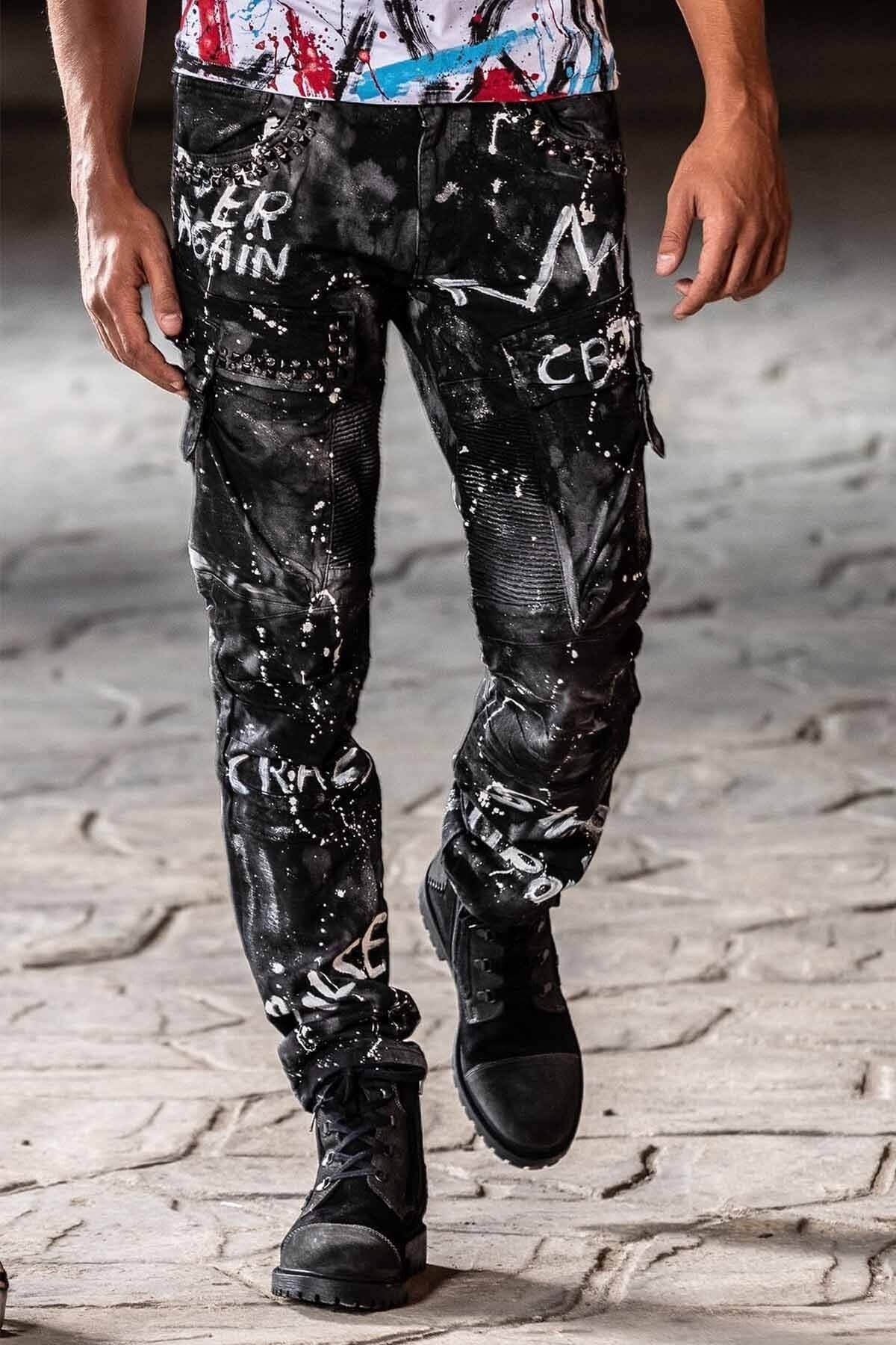 CD572 Men's comfortable jeans with a stylish glitter effect