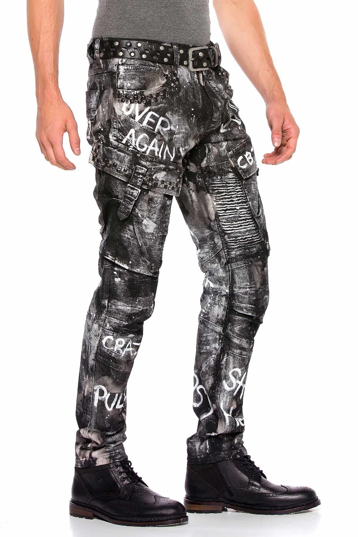 CD572 Men's comfortable jeans with a stylish glitter effect